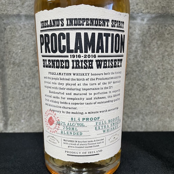 Proclamation Blended Irish Whiskey ($30)