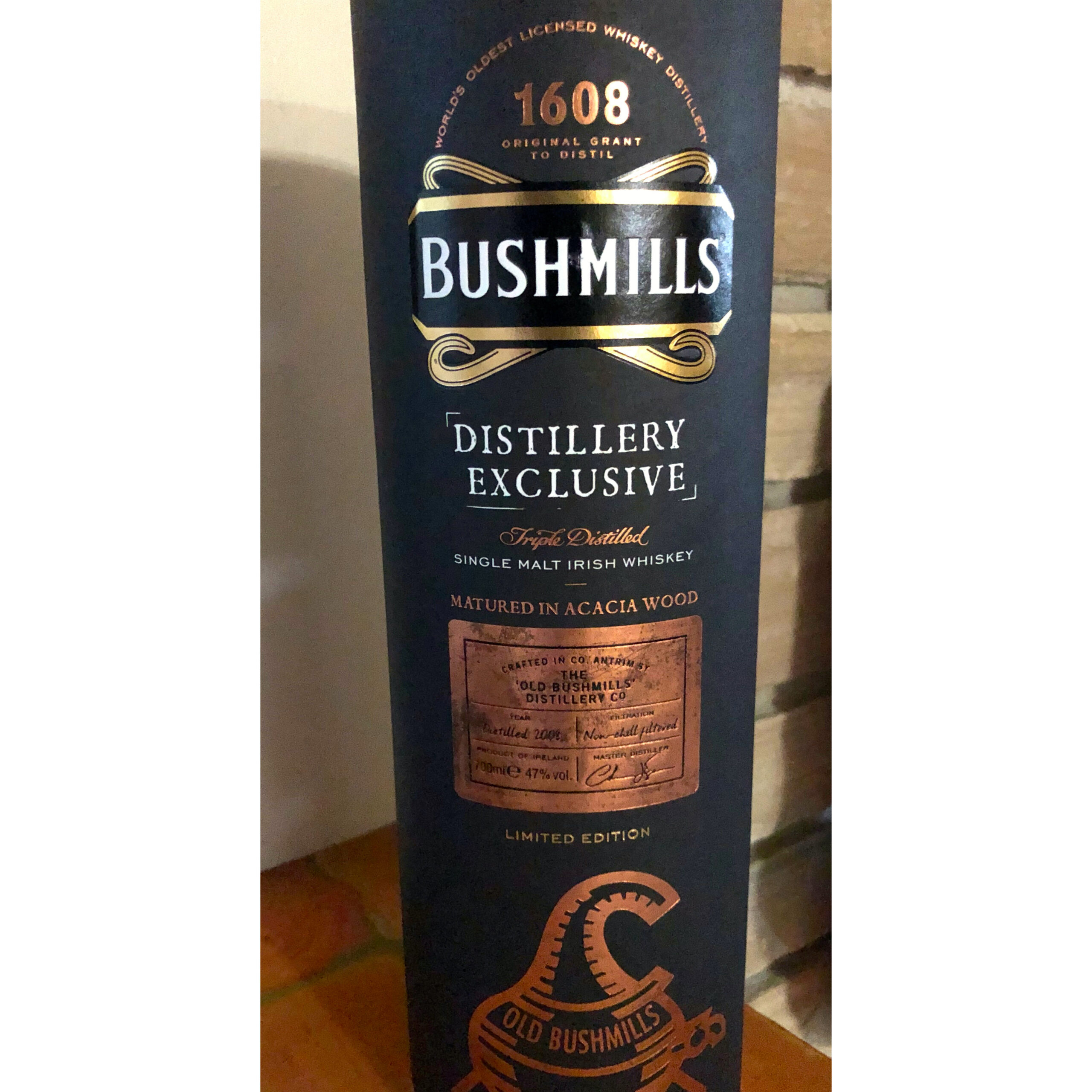 Bushmills Distillery Exclusive Single Malt Irish Whiskey ($80)