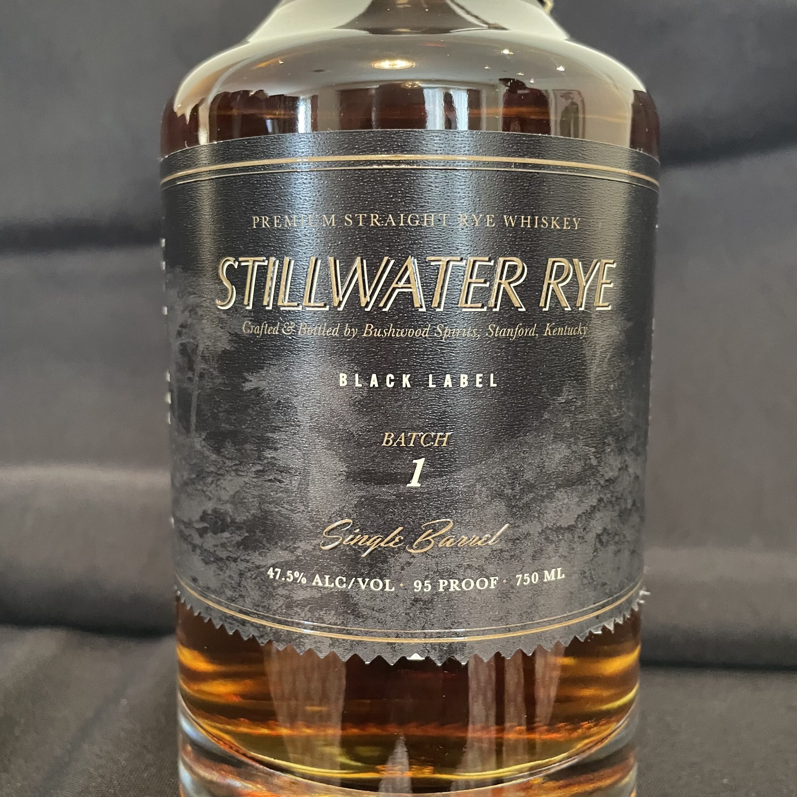 Stillwater Rye Whiskey, Black Label, Batch 1 ($90)