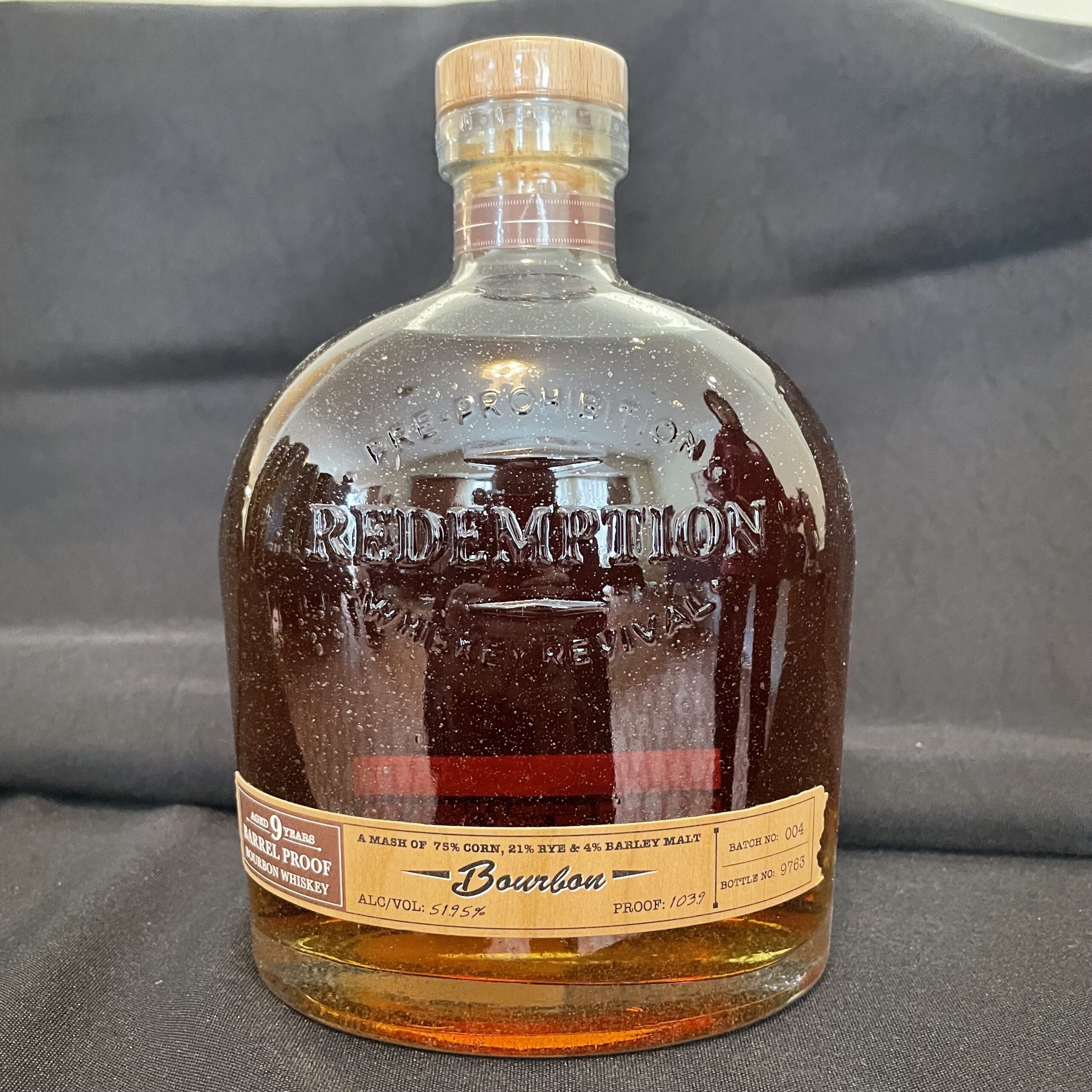 Redemption Bourbon, Barrel Proof 9 Year ($100)